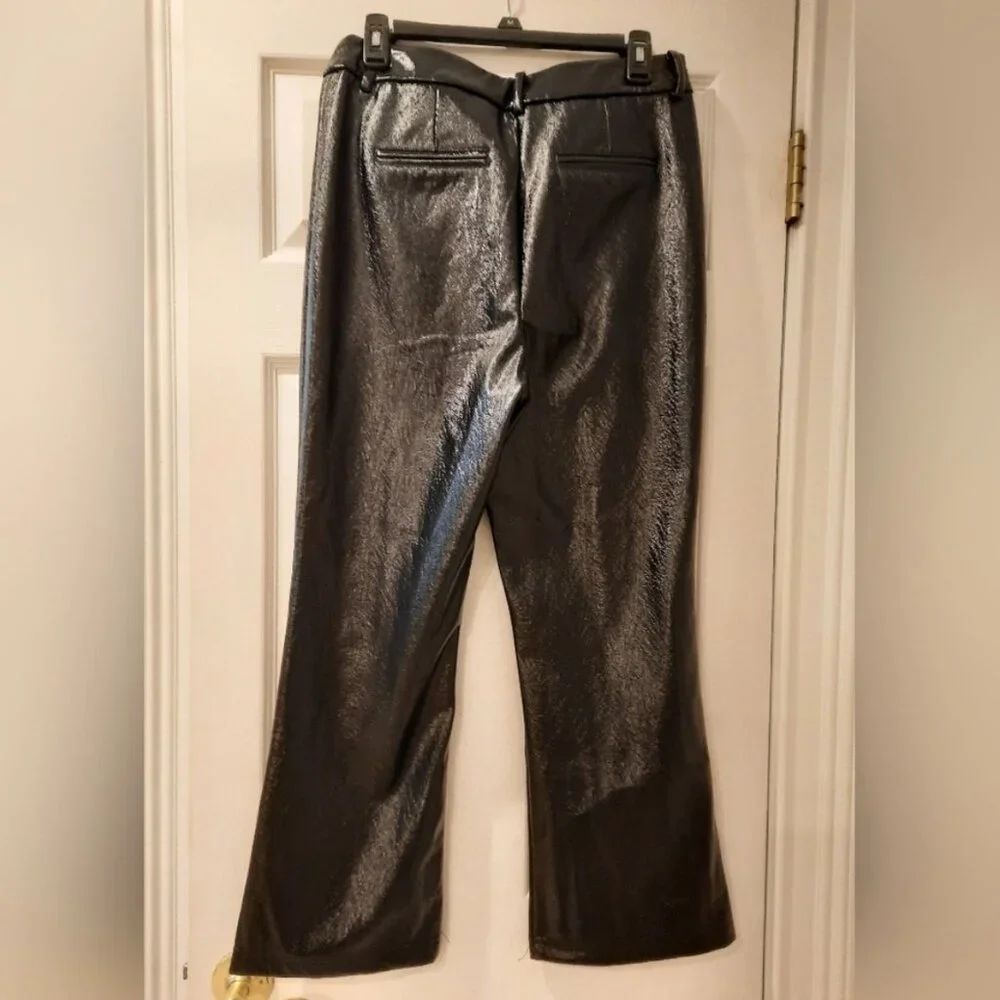 NWT 7 For All Mankind Faux Leather Hi-Rise Wide Leg Kick Flare Crop Pant…